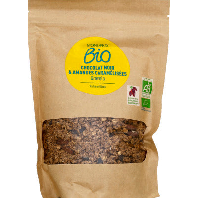 Monoprix Bio Granola Chocolat Noir et Amandes Caramélisées 350g