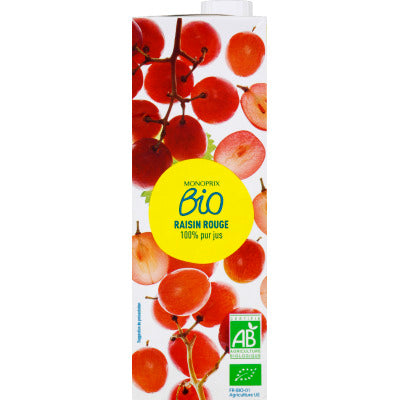 Monoprix Bio Red grape juice 100% pure organic juice 1L