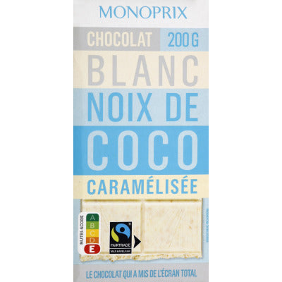 Monoprix white chocolate with caramelized coconut 200g