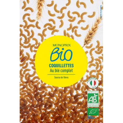 Monoprix organic whole wheat pasta shells 500g