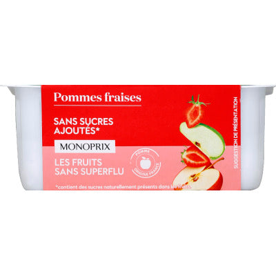 Monoprix apple strawberry compote without added sugar 4x 100g