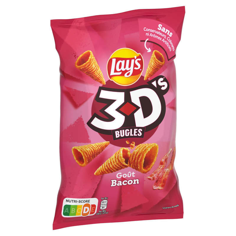 Lay's 3D's Bugles Biscuit Apéritif Goût Bacon 85g