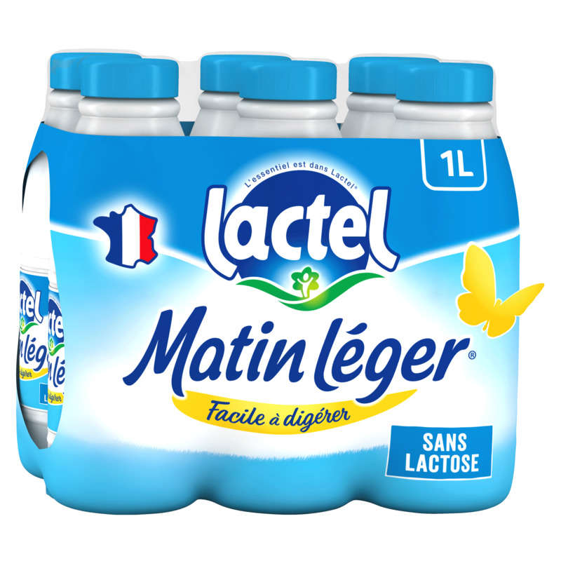 Lactel Matin Léger semi-skimmed bottle 6x1L