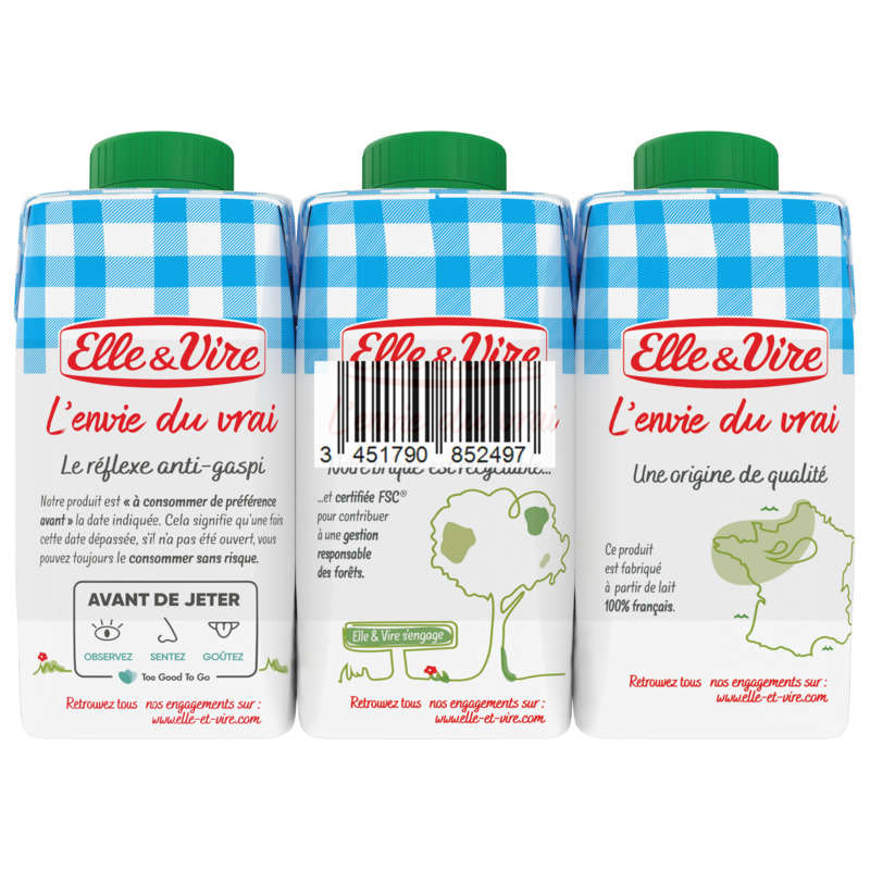 Elle & Vire Spécialité Laitière Stérilisée Uht, 4% De Mat. Gr. 20 Cl X 3