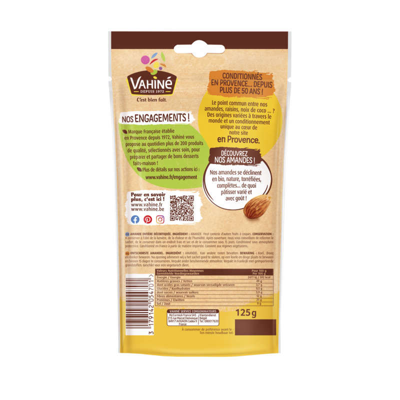 Vahiné Shelled Almonds 125g