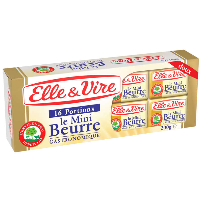 Elle&Vire beurre doux en portion x16, 200g