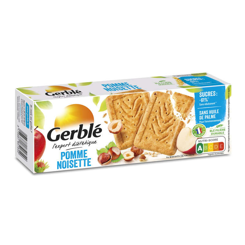 Gerblé Biscuits pomme noisette avec -62% de sucres 230g