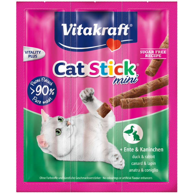 Vitakraft Cat-Stick Mini, Aliment Complémentaire Pour Chat Au Canard & Lapin 18G