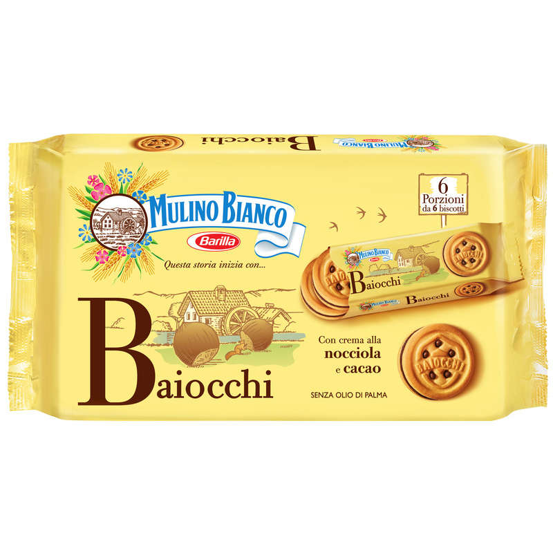 Mulino Bianco Biscuits Filled with Cocoa and Hazelnut Cream 336G