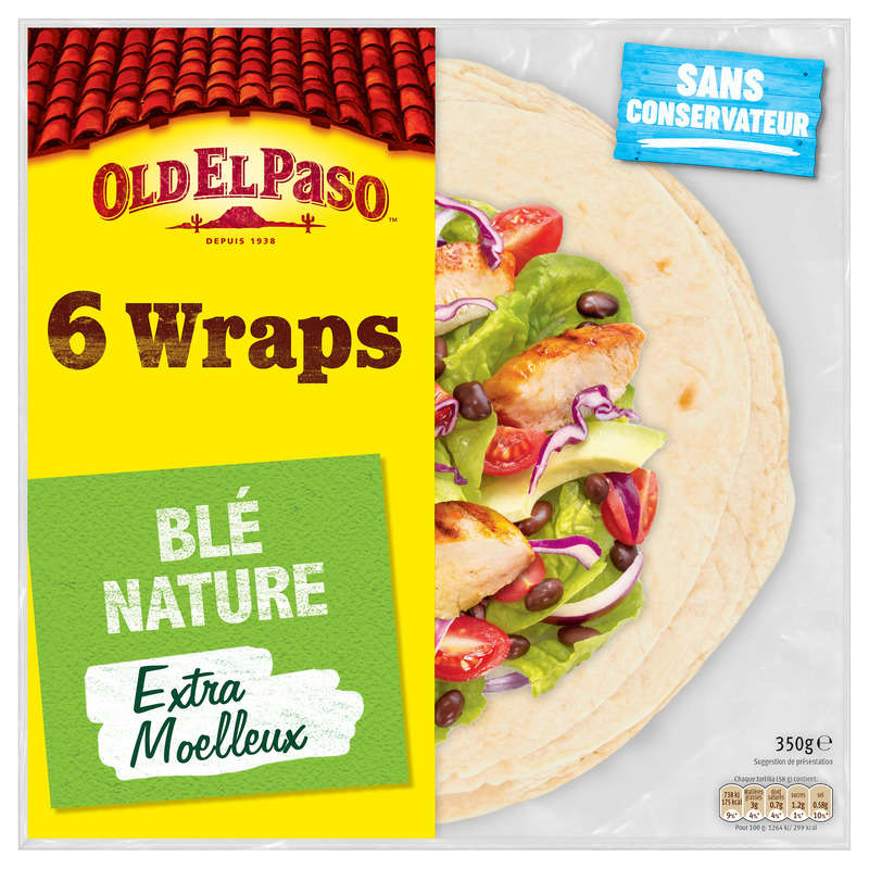 Old El Paso Wraps De Blé Nature Extra Moelleux 350G