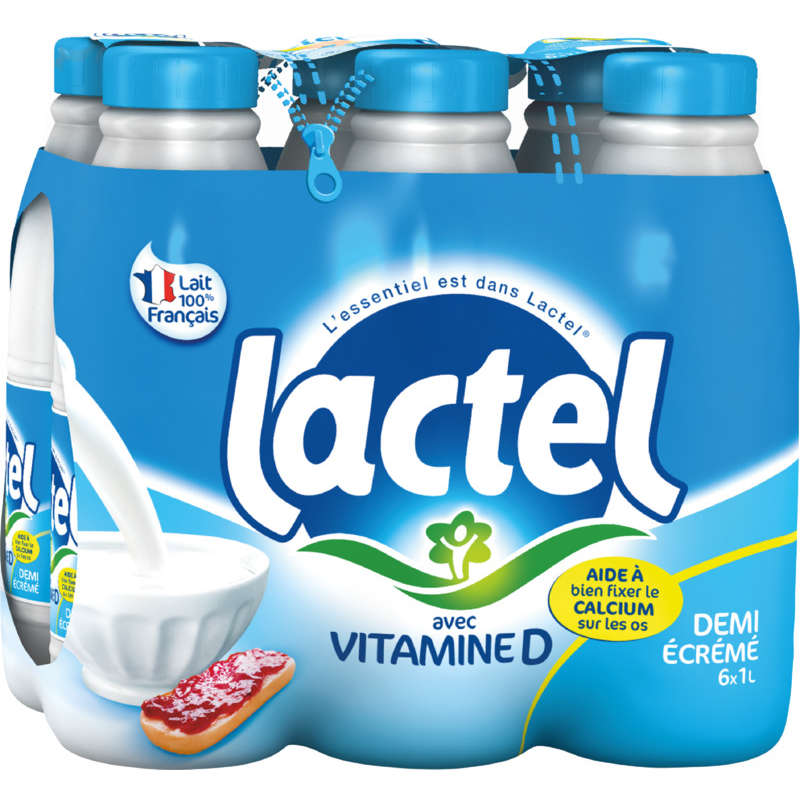 Lactel Vitamin D Semi-Skimmed Bottle 6X1 L