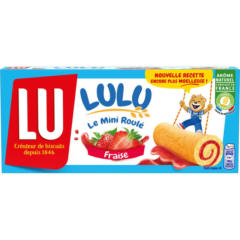 Lu Lulu Le Mini Roulé Gâteaux fourrés à la Fraise 150g