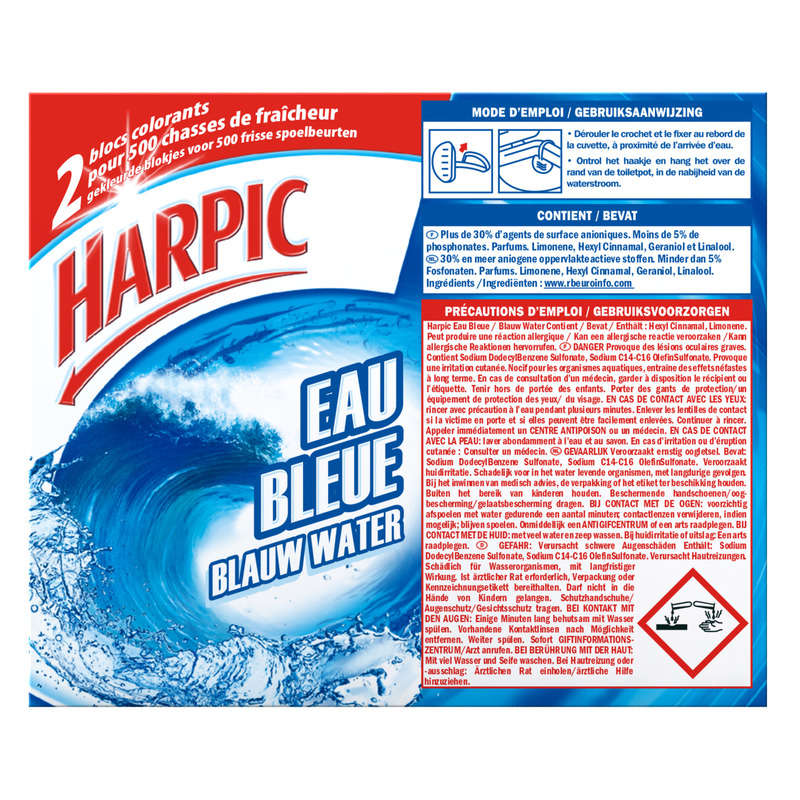 Harpic Blocs colorants cuvette WC, eau bleue, fraîcheur marine 2 unite