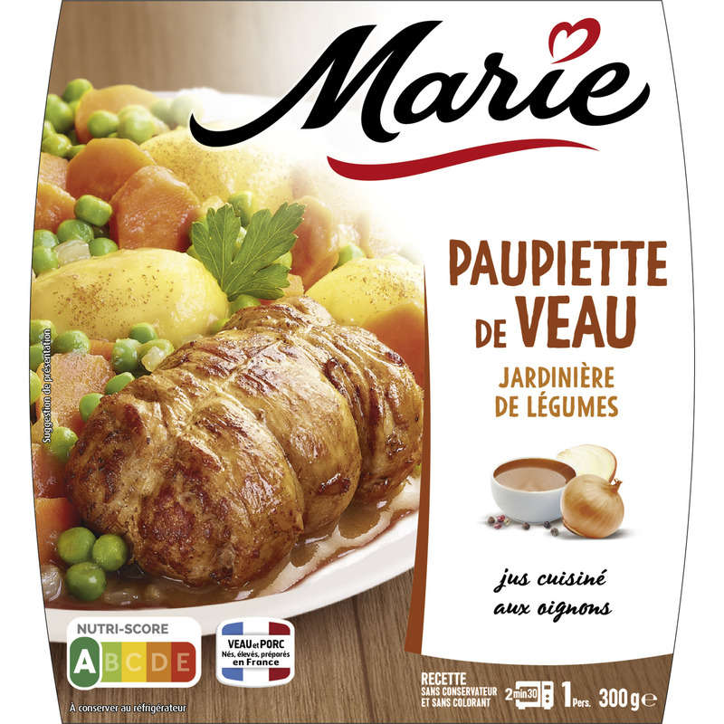 Marie Paupiette de veau et d'une jardinière de légumes 300g