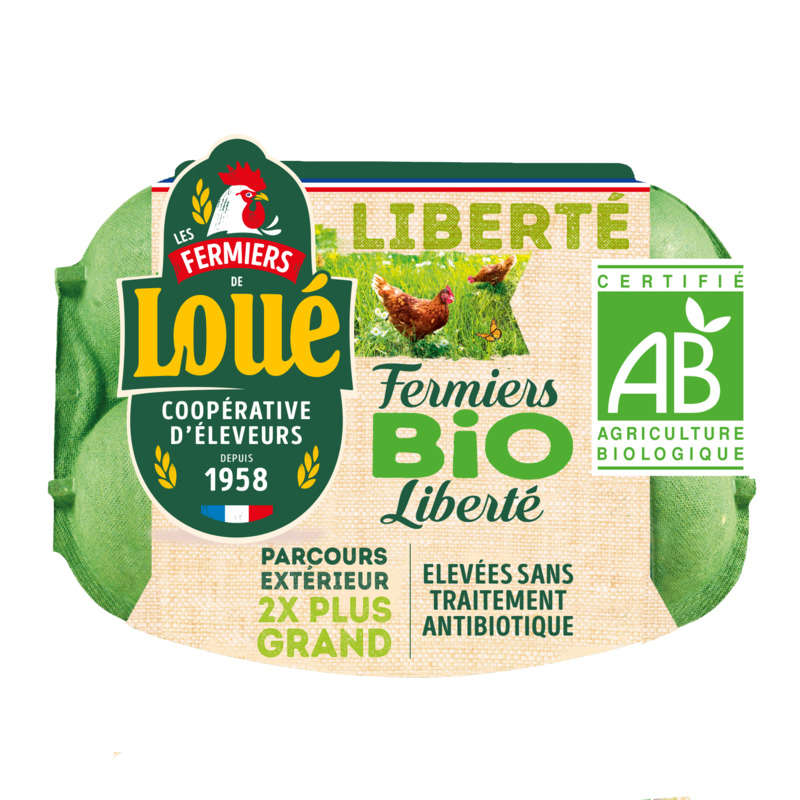 Loué Oeuf Fermier Gros Bio Boîte X6