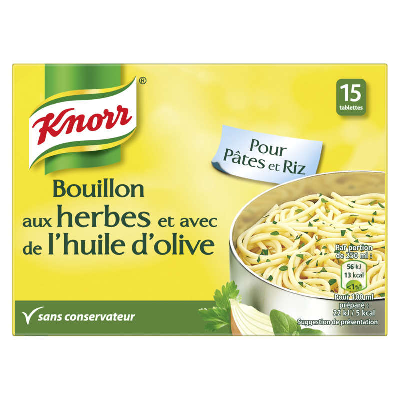 Knorr Bouillon Cube Herbes et Huile d'Olive Puget 15 Cubes 150g