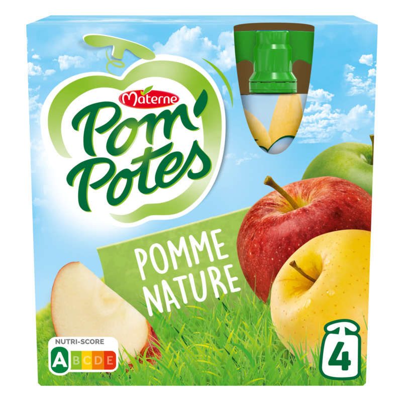 Pom'potes compote pomme nature le pack de 4x90g