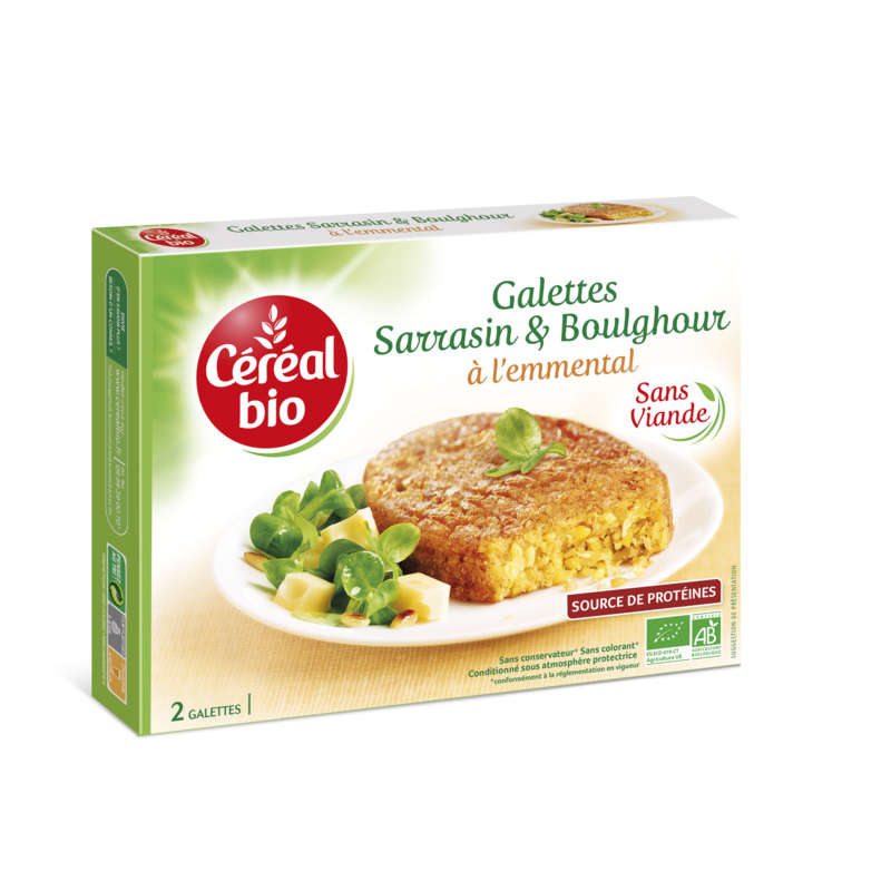 Cereal Bio Galettes Buckwheat and Bulgur with Emmental Meatless, Organic 2 x 200G