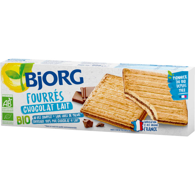 Bjorg Organic Milk Chocolate Filled Biscuits 225g