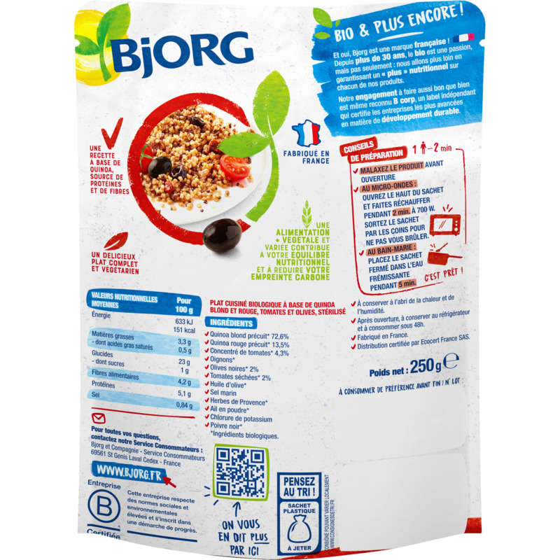 Bjorg Quinoa, tomates & olives, bio 250g