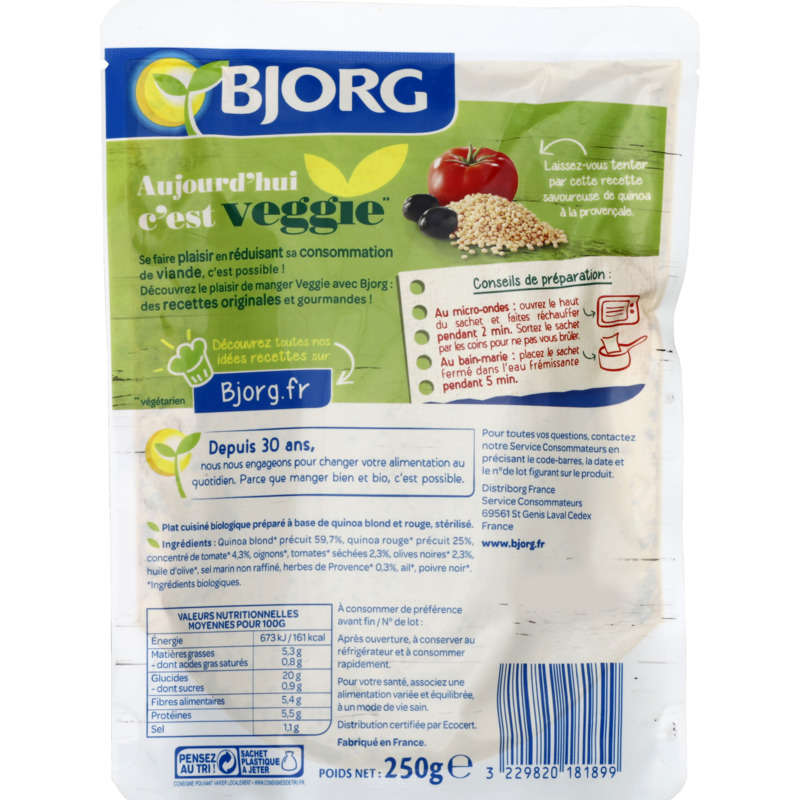 Bjorg Quinoa, tomates & olives, bio 250g