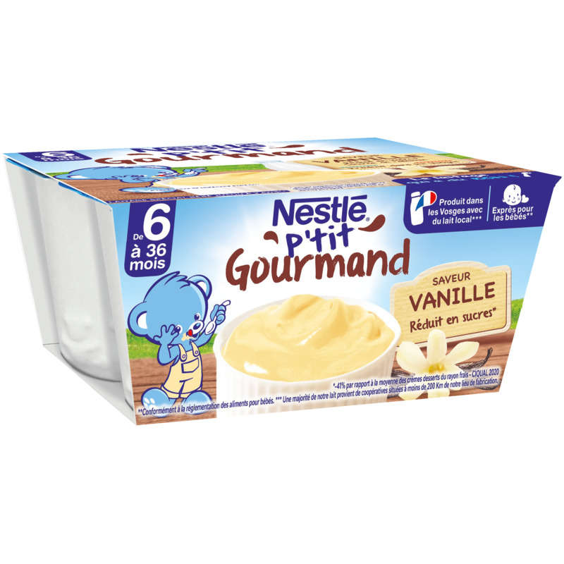 Nestlé P'Tit Gourmand Crème Dessert Saveur Vanille Dès 6 Mois 4x100g