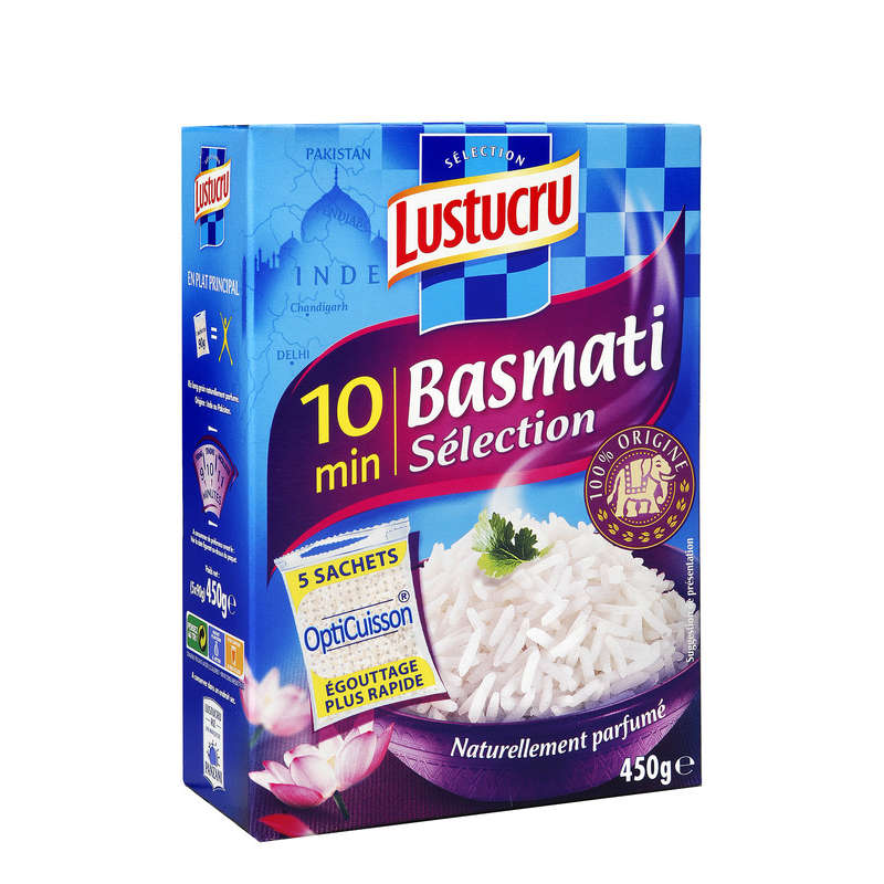 Lustucru Riz Basmati Sélection, 10 Min 5 X 90G