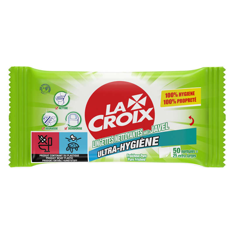 La Croix Lingettes Nettoyantes Désinfectantes Javel Ultra Hygiène x50