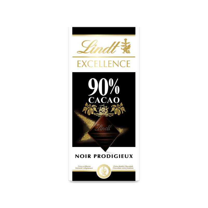 Lindt Excellence Tableau Chocolat Noir 90 % De Cacao 100 G