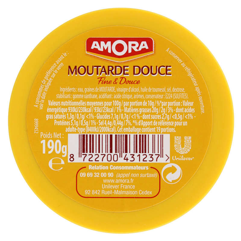 Amora Moutarde Douce Verre Tv 190G