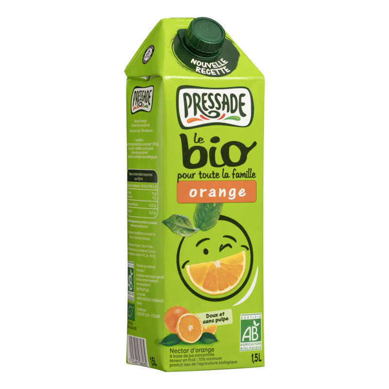 Pressade nectar d'orange bio la bouteille de 1,5l