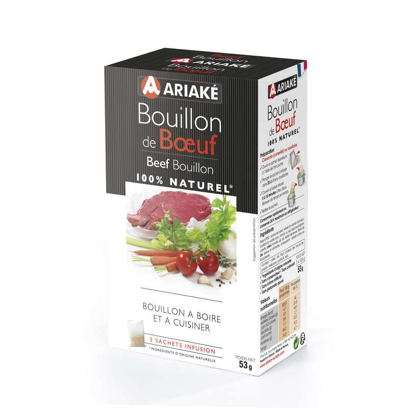 Ariaké Bouillon De Boeuf, À Boire Et À Cuisiner, 100 % Naturel 53G