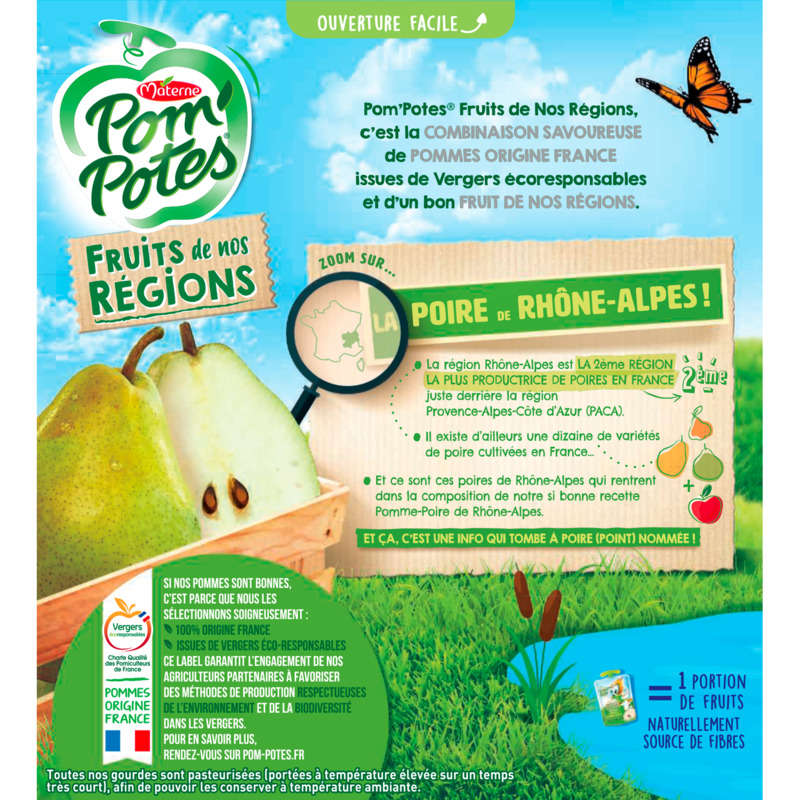 Pom'Potes Purée De Pommes Et Poires Le Pack De 4X90G