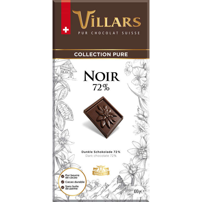 Villars Tablette Chocolat noir 72% 100g