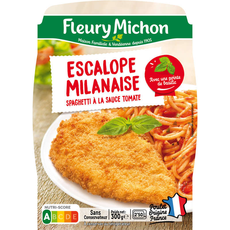 Fleury Michon Escalope de Dinde Milanaise Spaghettis Tomate 300g