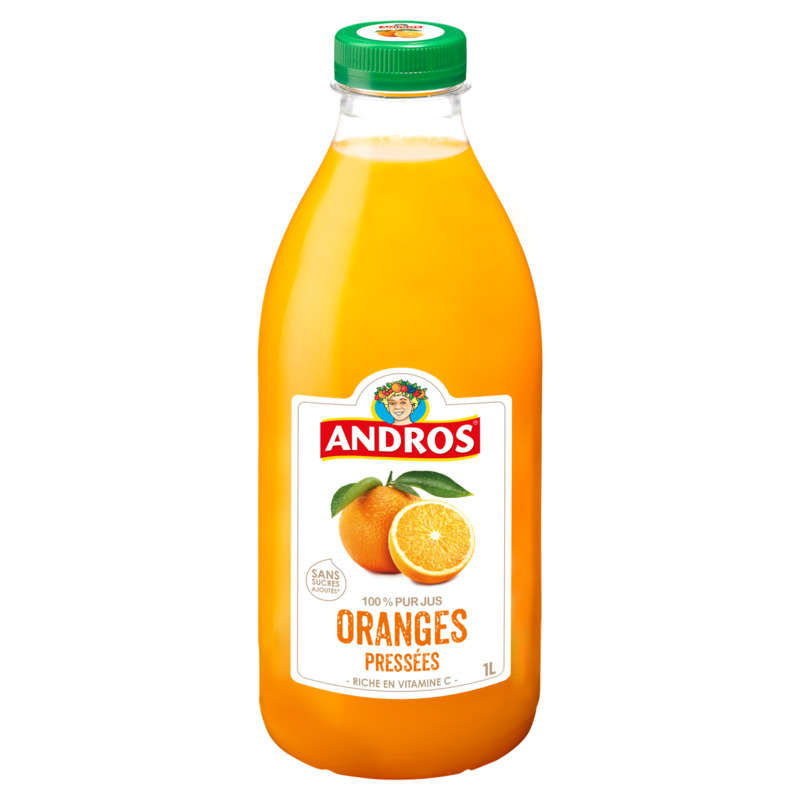 Andros Jus d'oranges pressées 100% pur jus 1L