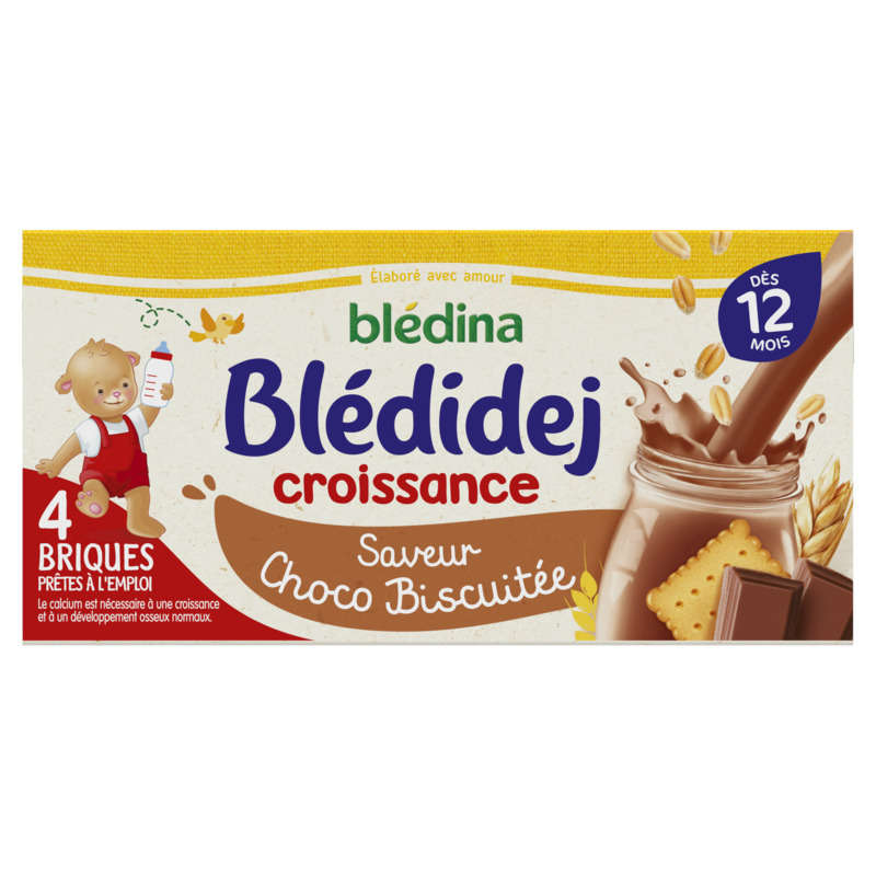 Blédina Blédidej Growth Milk and Cereals Choco Biscuit Flavor 4x250ml