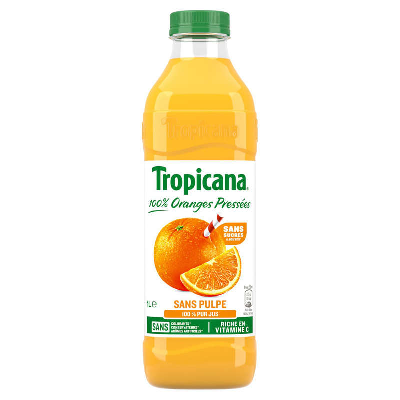 Tropicana Pur Jus D'Orange Sans Pulpe La Bouteille De 1L