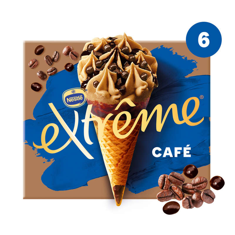 Nestlé Cônes Extrême Café sauce au café et Pépites 6x71g