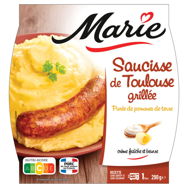 Marie Saucisse de Toulouse grillée et purée au beurre 290g