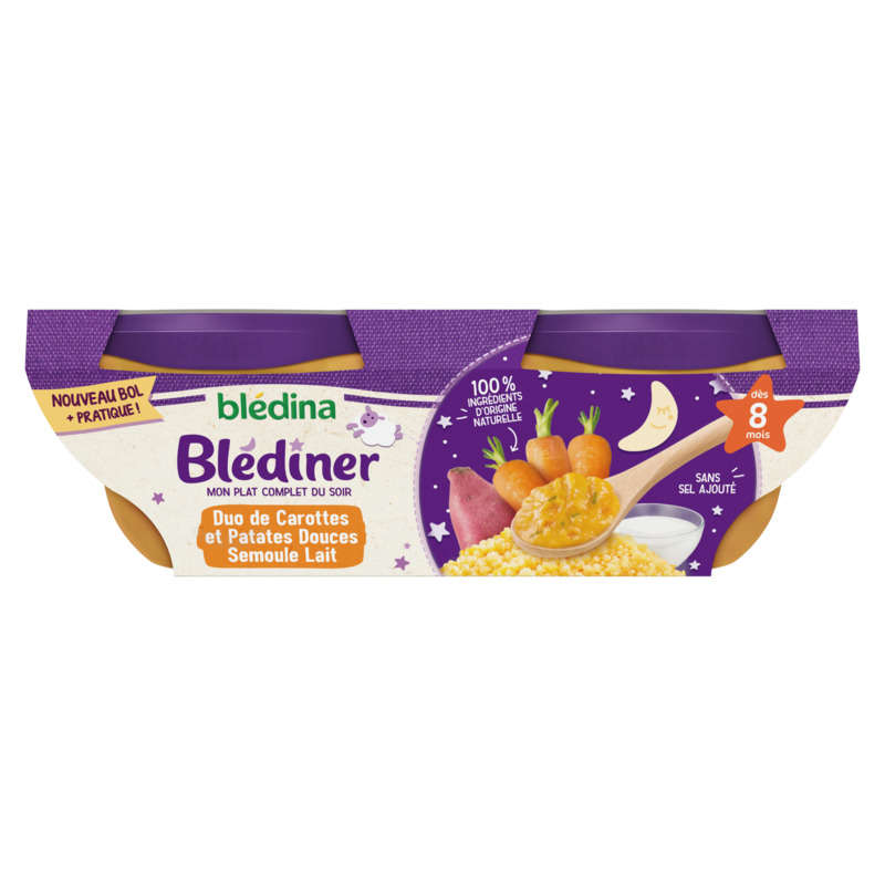 Blédina Plat Blédiner Carrots & Sweet Potatoes From 8 Months 2x200g