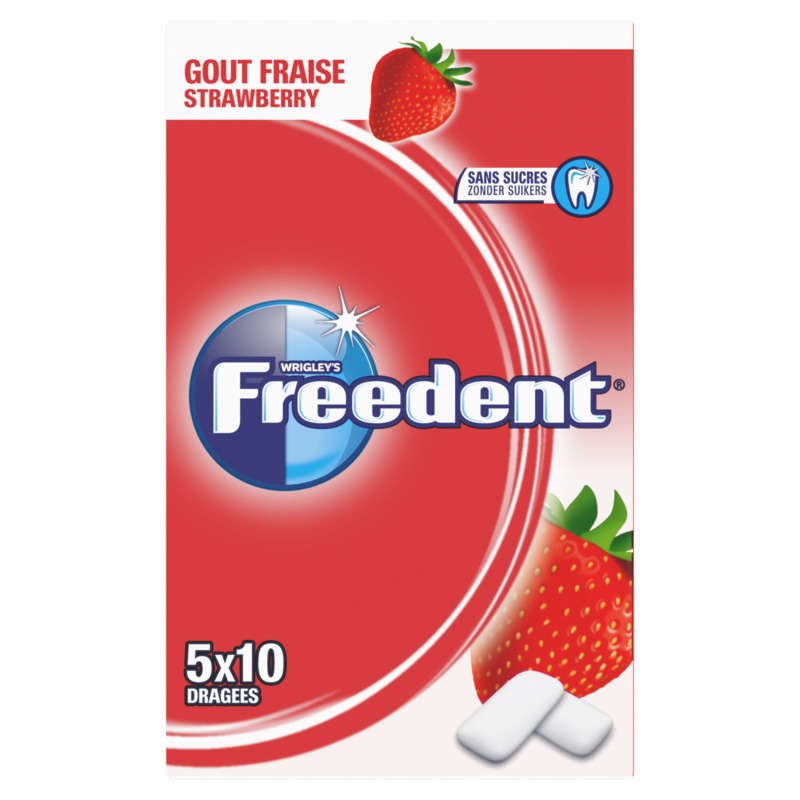 Freedent Strawberry 5X10 Dragées 70G