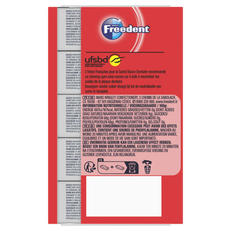 Freedent Fraise 5X10 Dragées 70G