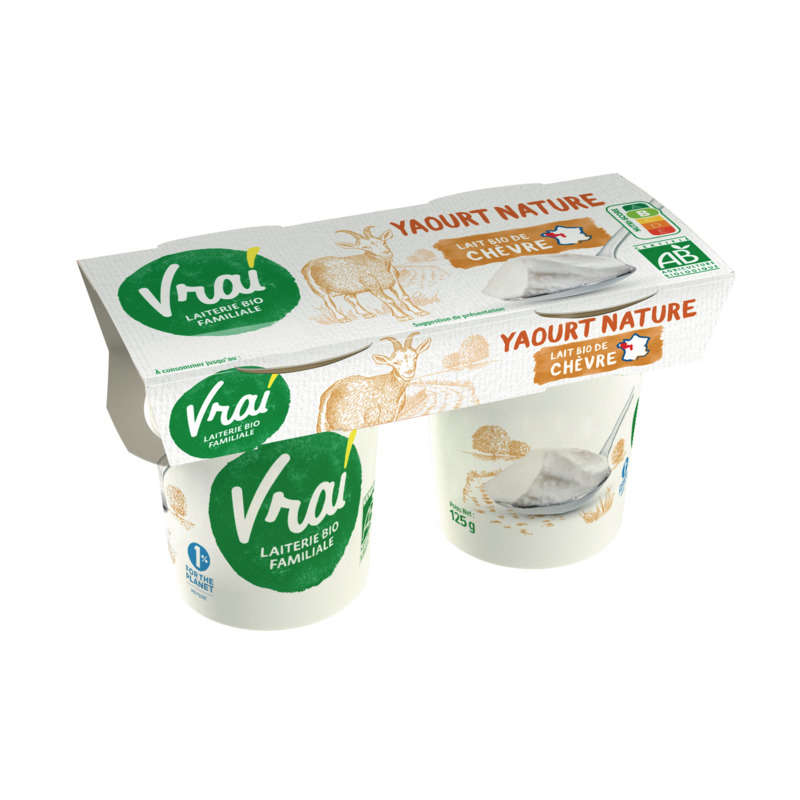 Vrai Yaourt au lait de chèvre nature bio 2x125g