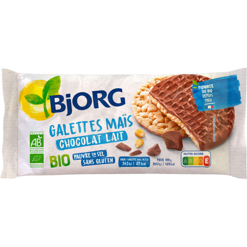 Bjorg Organic Milk Chocolate Corn Cakes 100G