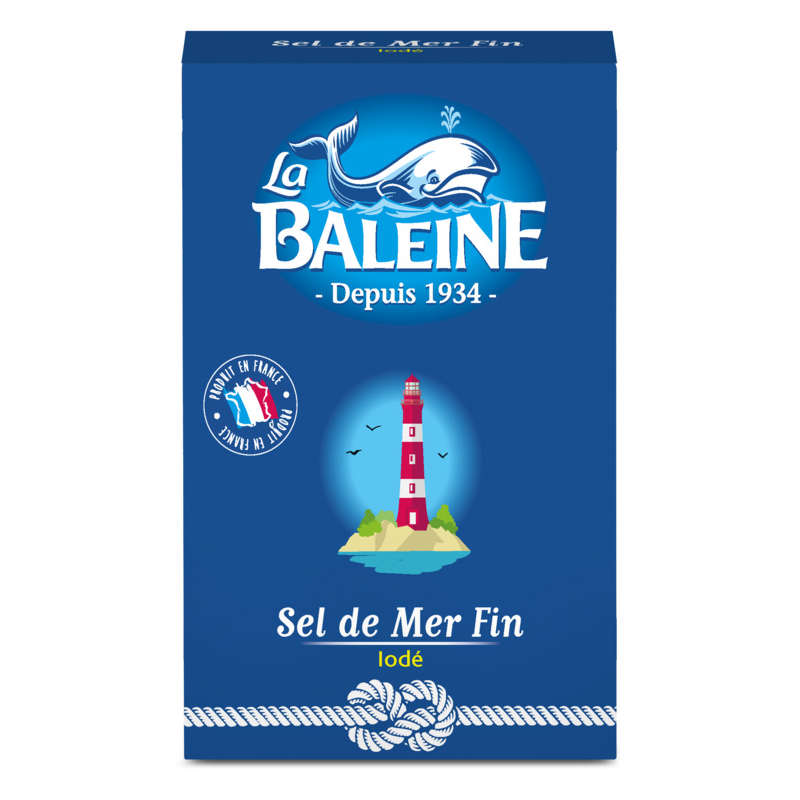 La Baleine sel de mer fin iodé étui carton 500g