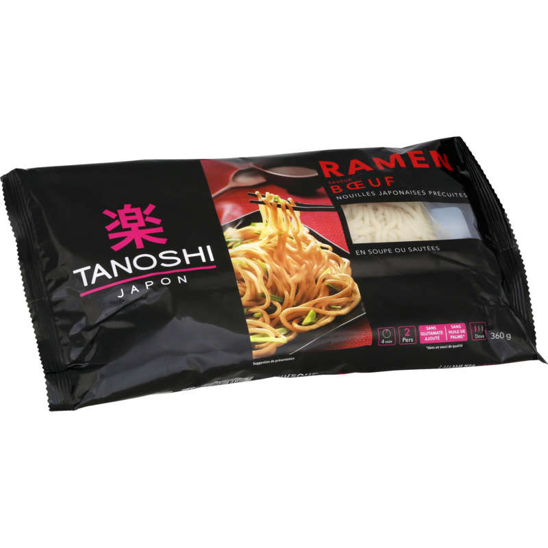 Tanoshi Ramen Beef, Pre-cooked Japanese Noodles 360 G