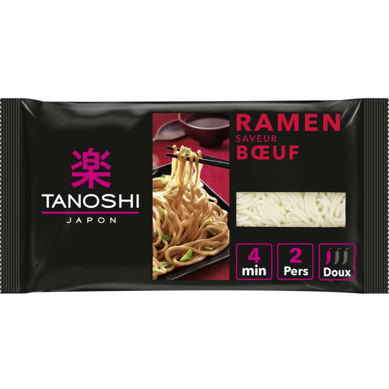 Tanoshi Ramen Boeuf, Nouilles Japonaises Précuites 360 G