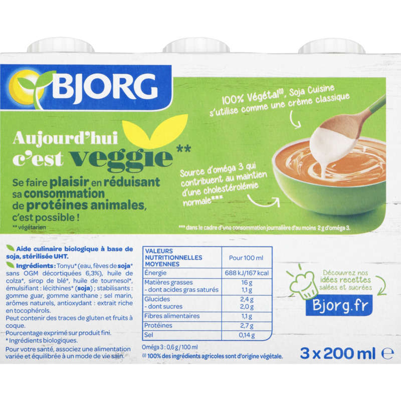 Bjorg Soya fluid kitchen Organic 3x20cl