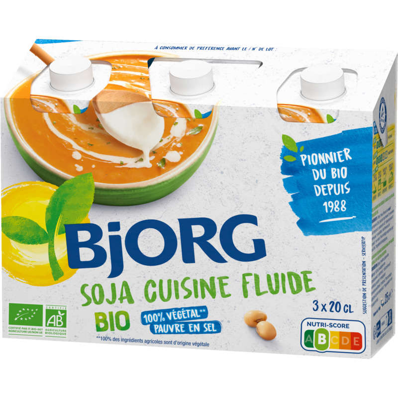 Bjorg Soja cuisine fluide Bio 3x20cl